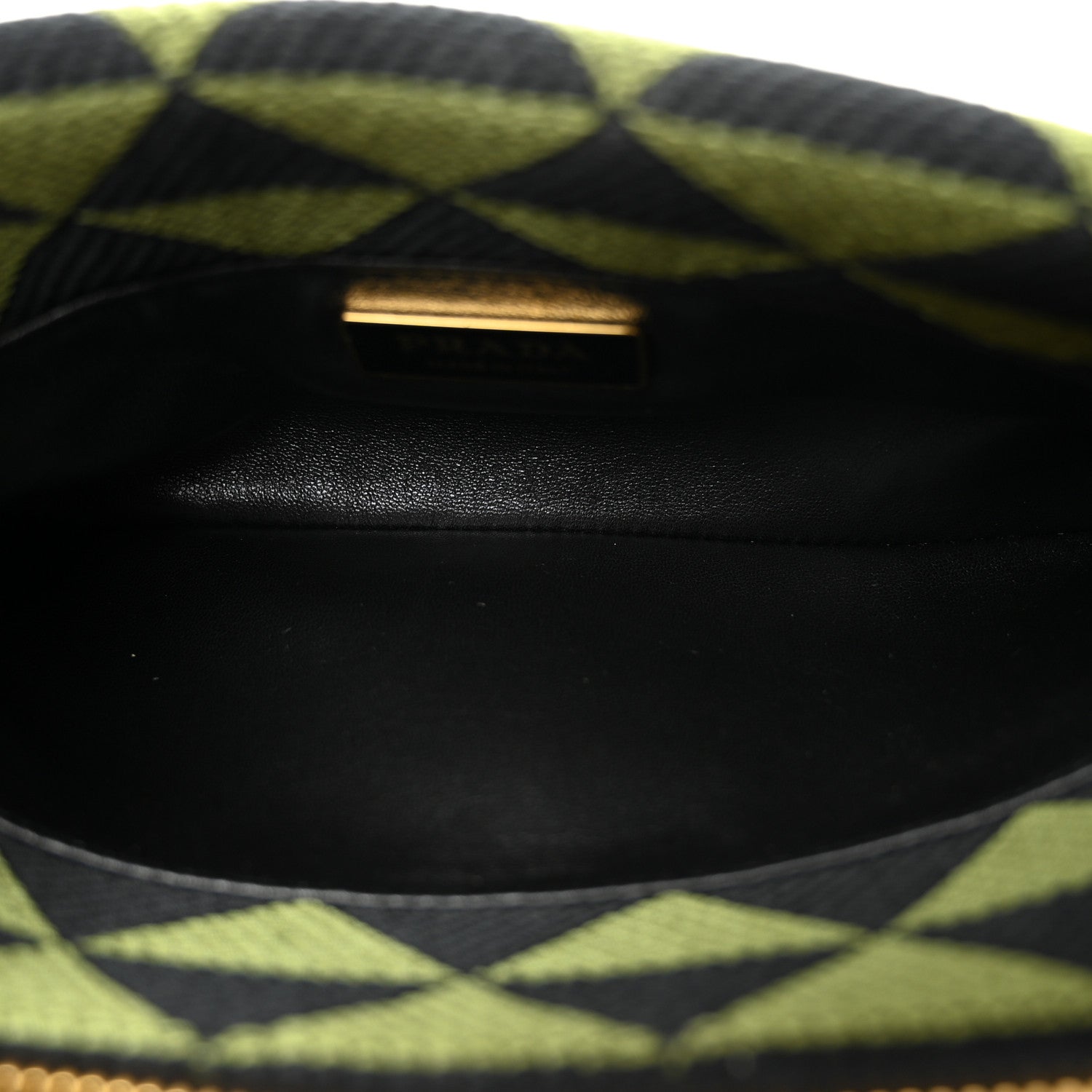 Prada Jacquard Triangolo Symbole Embroidered Small Shoulder Bag Black Edera 7 of 12