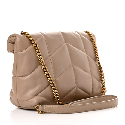 Saint Laurent Lambskin Quilted Toy Loulou Puffer Monogram Chain Satchel Dark Beige 3 of 10