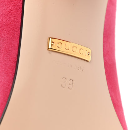 Gucci Kid Scamosciato GG Marmont Fringe 50mm Loafer Pumps 39 Hot Pink 7 of 9