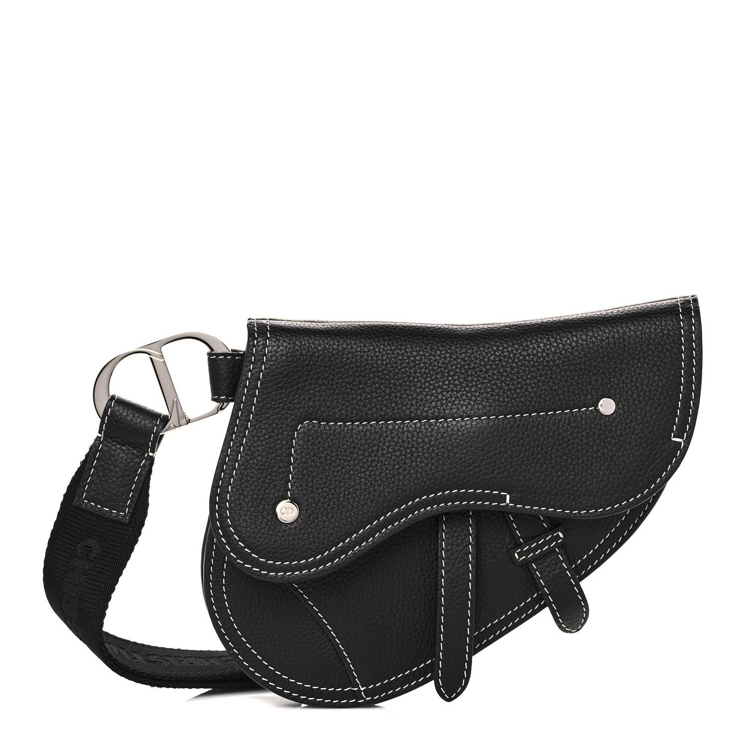 Christian Dior X KAWS Grained Calfskin Saddle Wristlet Black 1 of 10