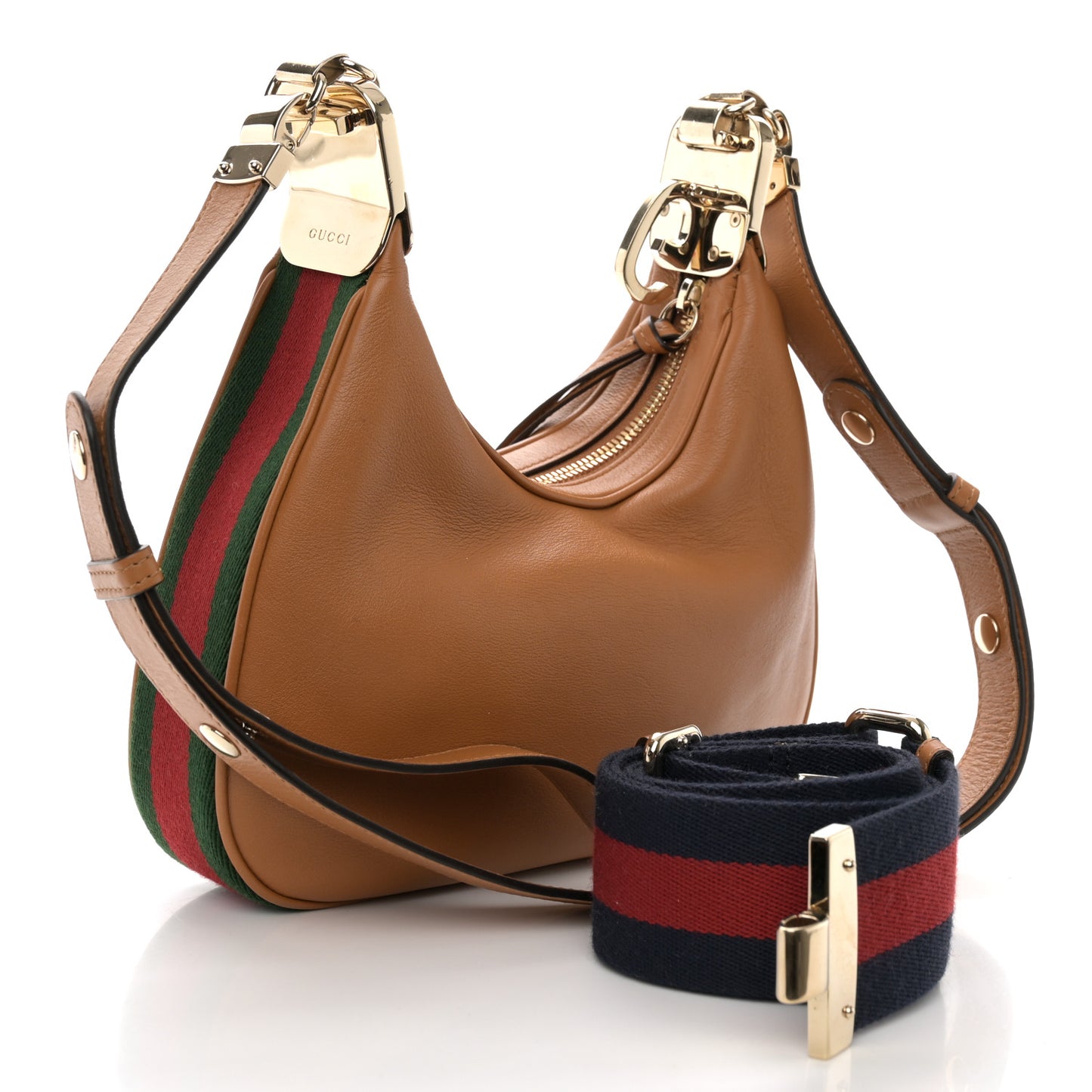 Aria Calfskin Web Small Attache Shoulder Bag Orange