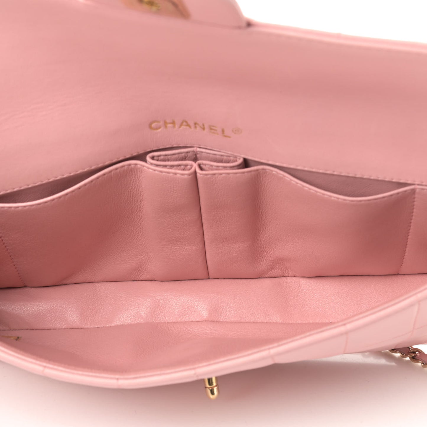 Lambskin East West Chocolate Bar Flap Pink