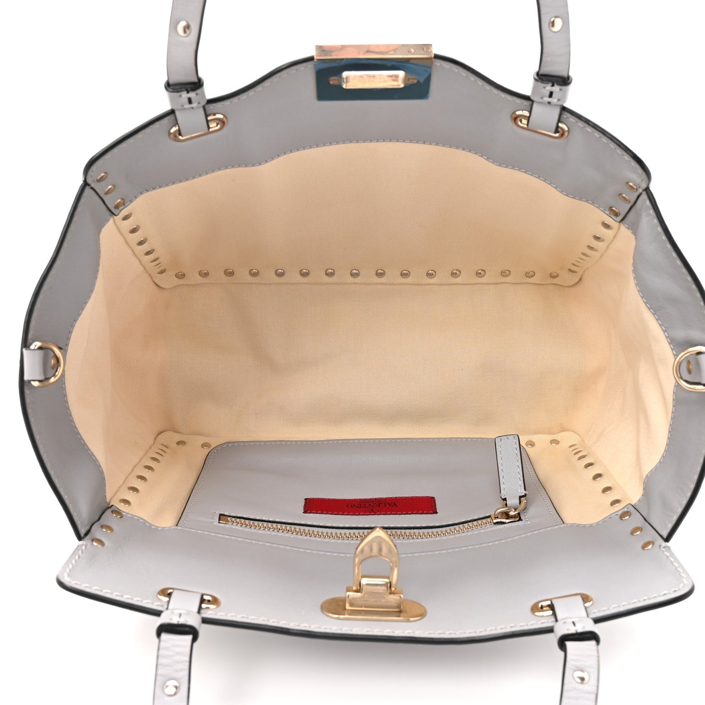 Vitello Small Rockstud Tote Grey