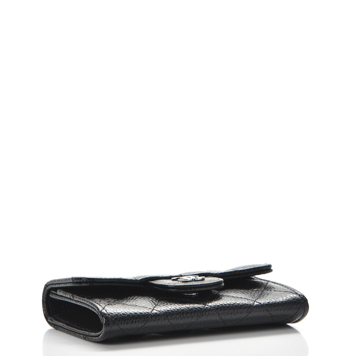 Caviar Quilted Flap Card Holder Black