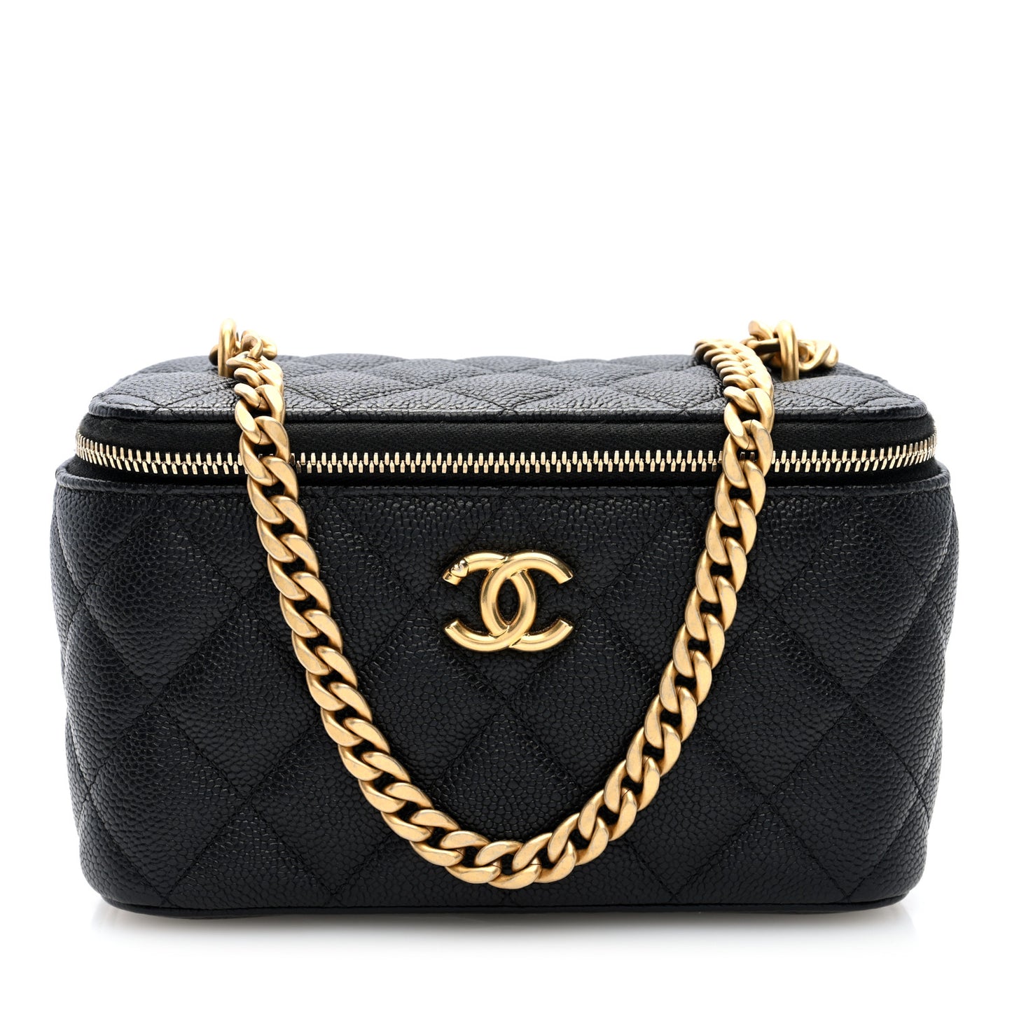 Caviar Quilted Sweetheart Vanity Case Black
