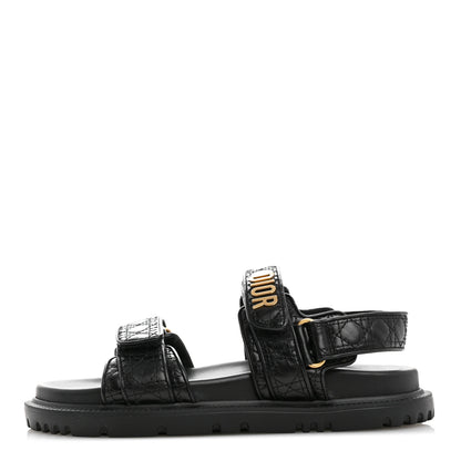 Christian Dior Calfskin Cannage Dioract 10mm Sandals 37 Black 1 of 12