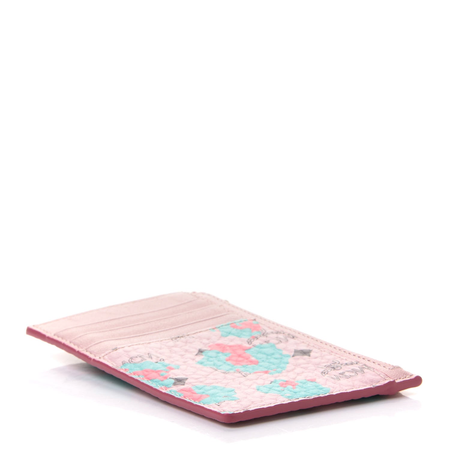 MCM Visetos Floral Leopard Lanyard Card Holder Pink 3 of 8