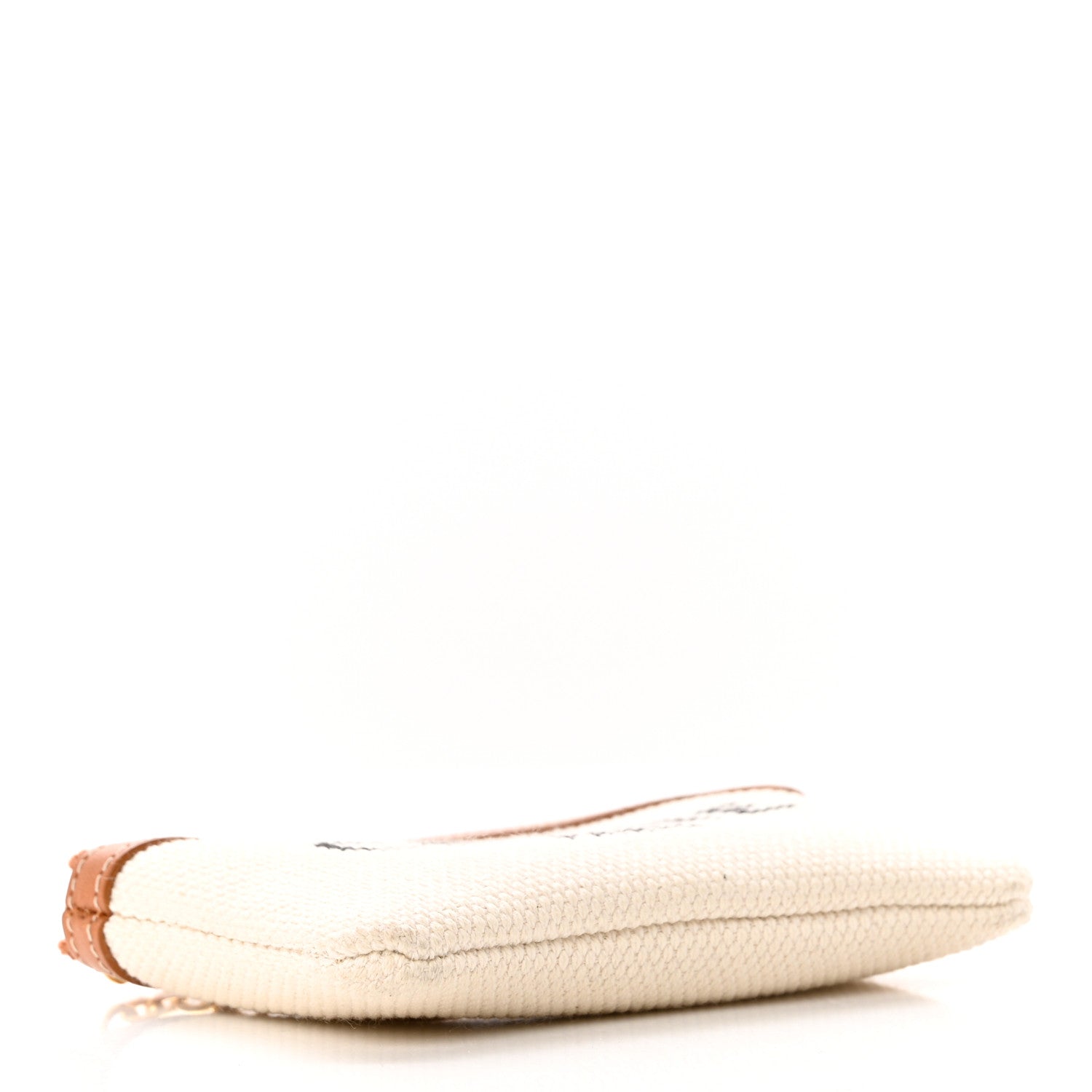 Celine Canvas Calfskin Logo Coin Card Pouch Cream Tan 4 of 7