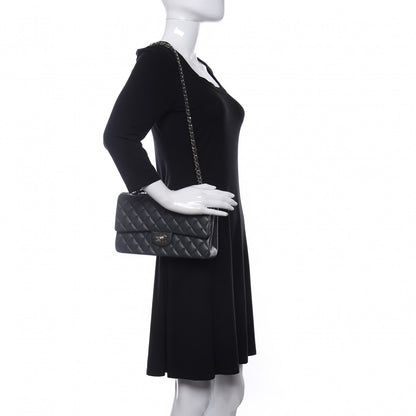 Chanel Caviar Quilted Medium Double Flap Dark Grey 2 of 11