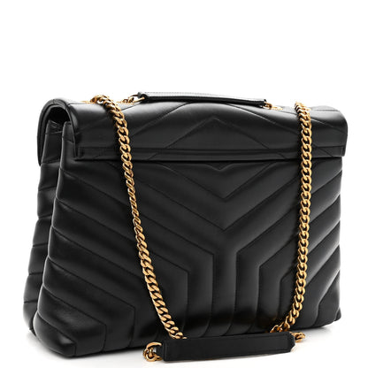 Saint Laurent Calfskin Y Quilted Monogram Medium Loulou Chain Satchel Black 3 of 9
