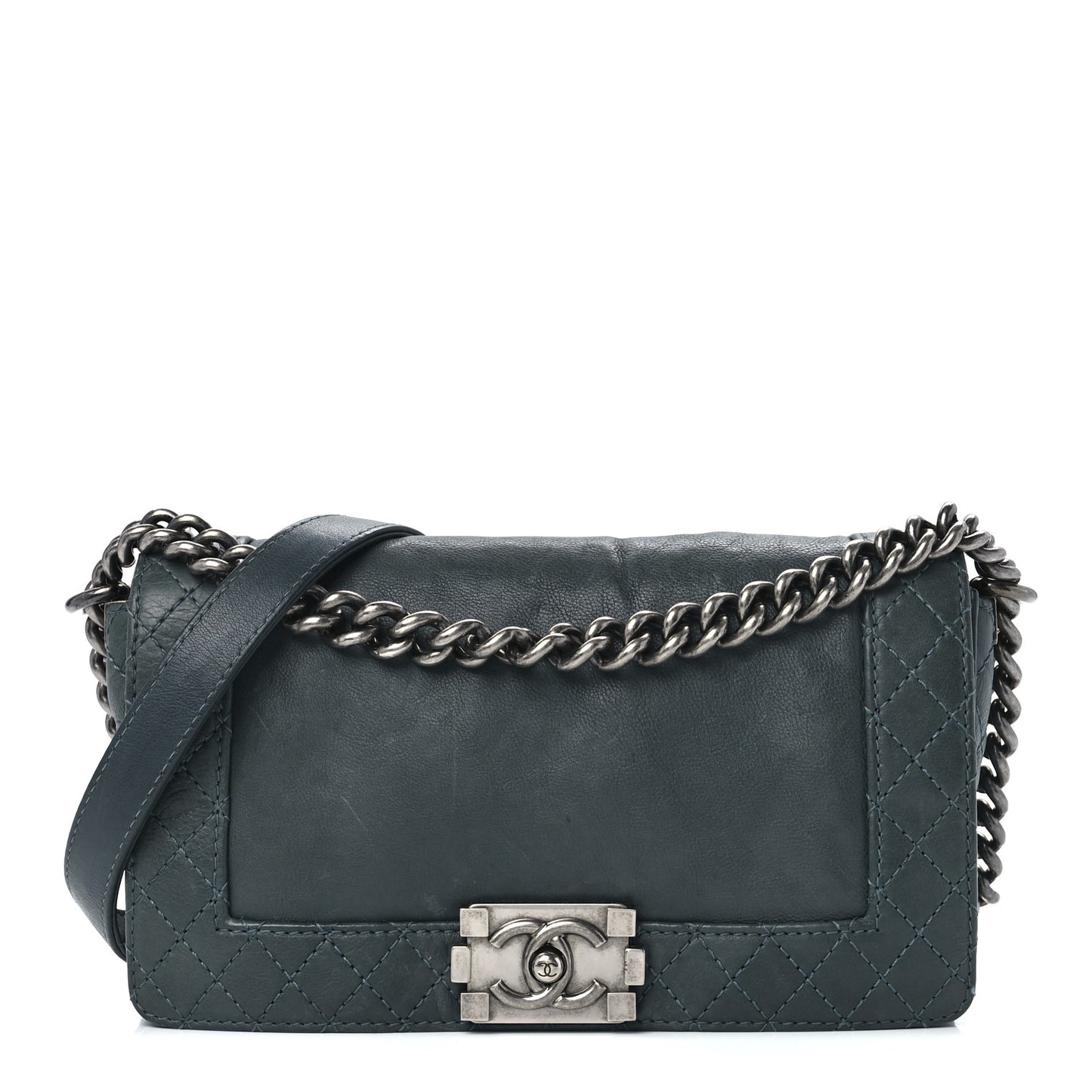 Calfskin Medium Boy Reverso Flap Blue