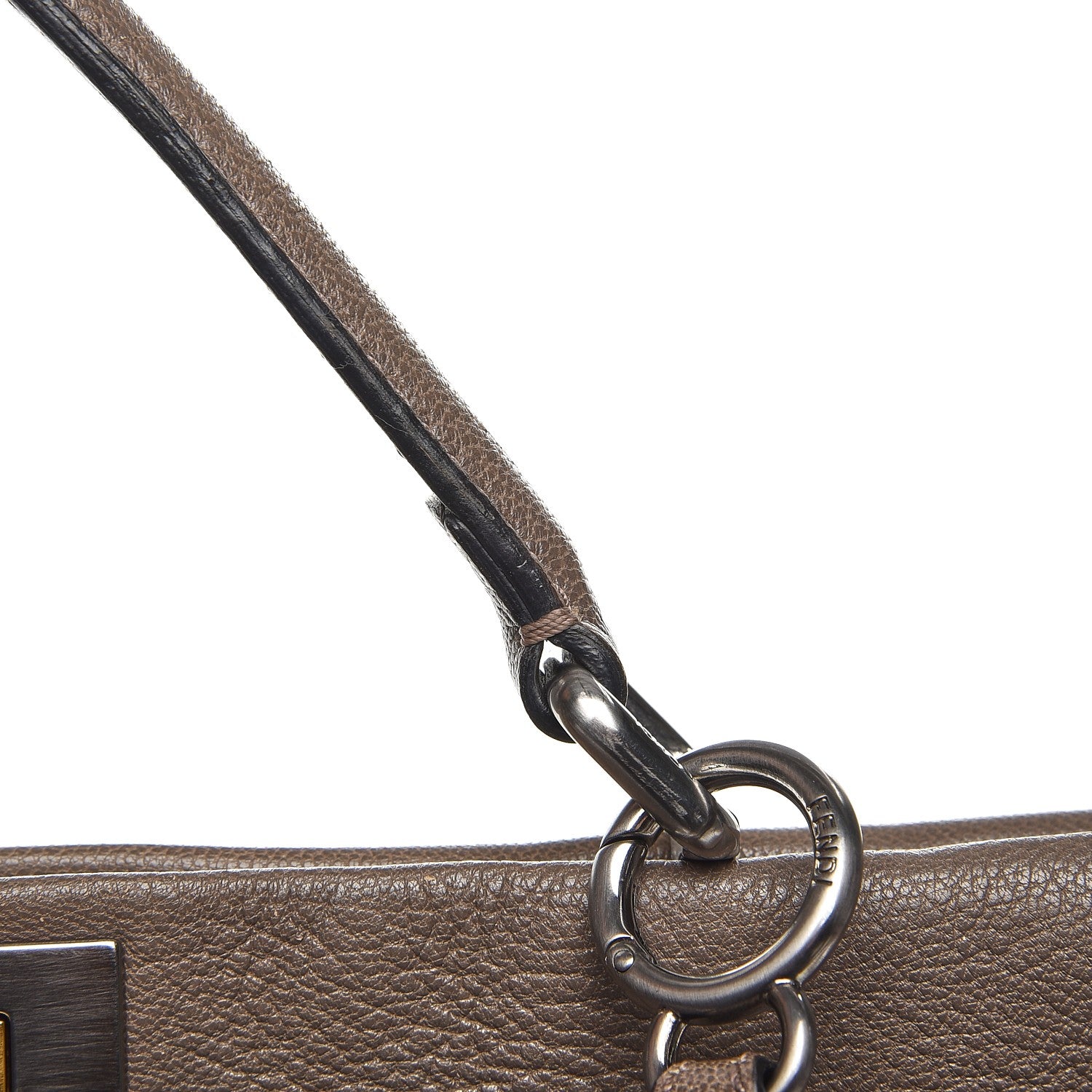 Fendi Goatskin Zucca Large Peekaboo Iconic Satchel Taupe Tobacco Moro 9 of 13