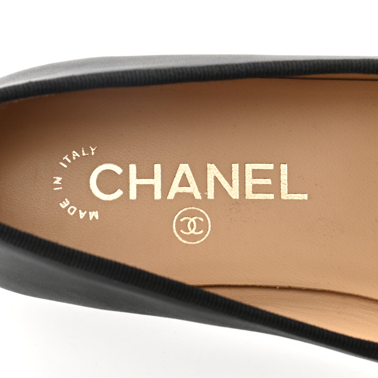 Lambskin Patent Cap Toe Ballerina Flats 36.5 Black