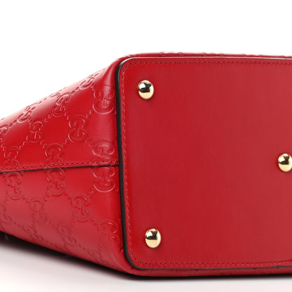 Gucci Guccissima Small Zippered Bucket Tote Hibiscus Red 9 of 11