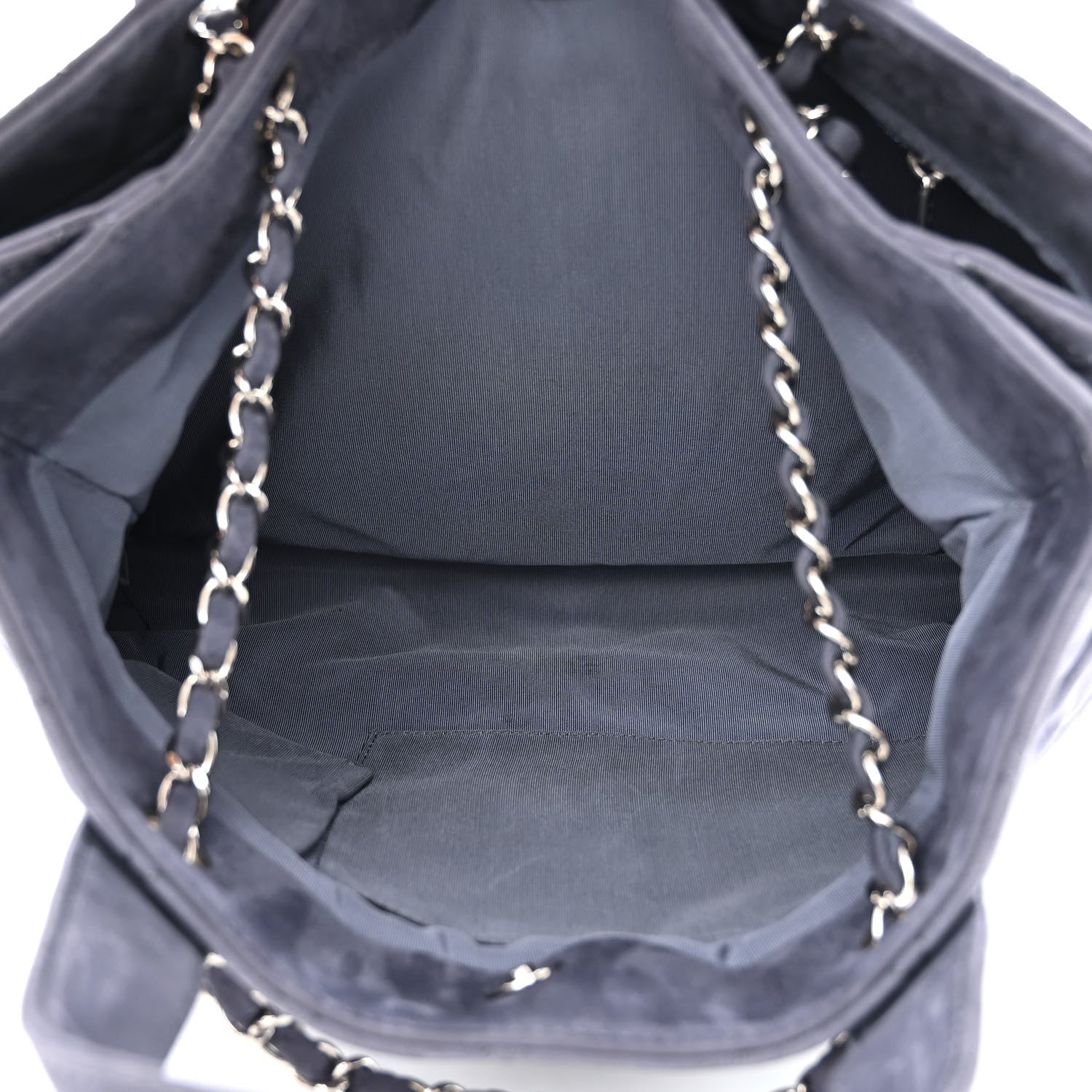 Chanel Nubuck Large Trianon Tote Navy Blue 6 of 11