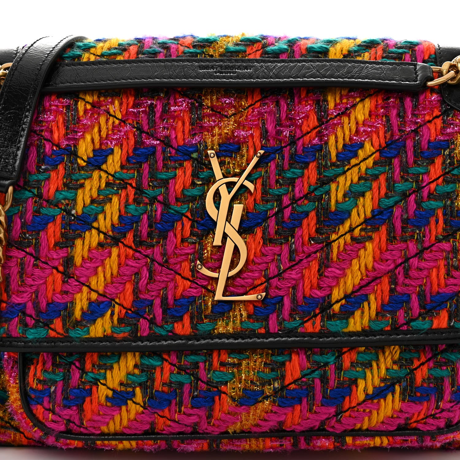 Saint Laurent SAINT LAURENT Tweed Calfskin Matelasse Monogram Medium Niki Chain Satchel Multicolor 7 of 9