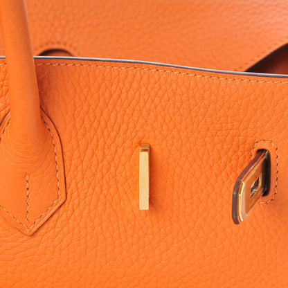 Hermes Taurillon Clemence Birkin 35 Orange 13 of 31