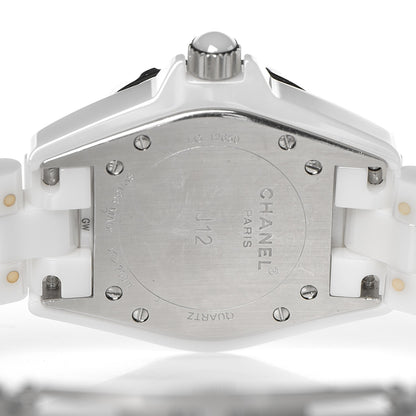 Chanel Stainless Steel Ceramic Diamond 33mm J12 Quartz Watch White 6 of 12