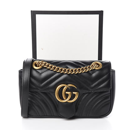 Gucci Calfskin Matelasse Mini GG Marmont Shoulder Bag Black 11 of 11