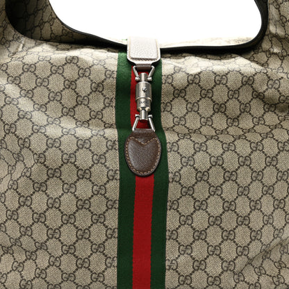 Gucci GG Supreme Monogram Calfskin Web Small Jackie 1961 Shoulder Bag Beige Brown Sugar 9 of 11