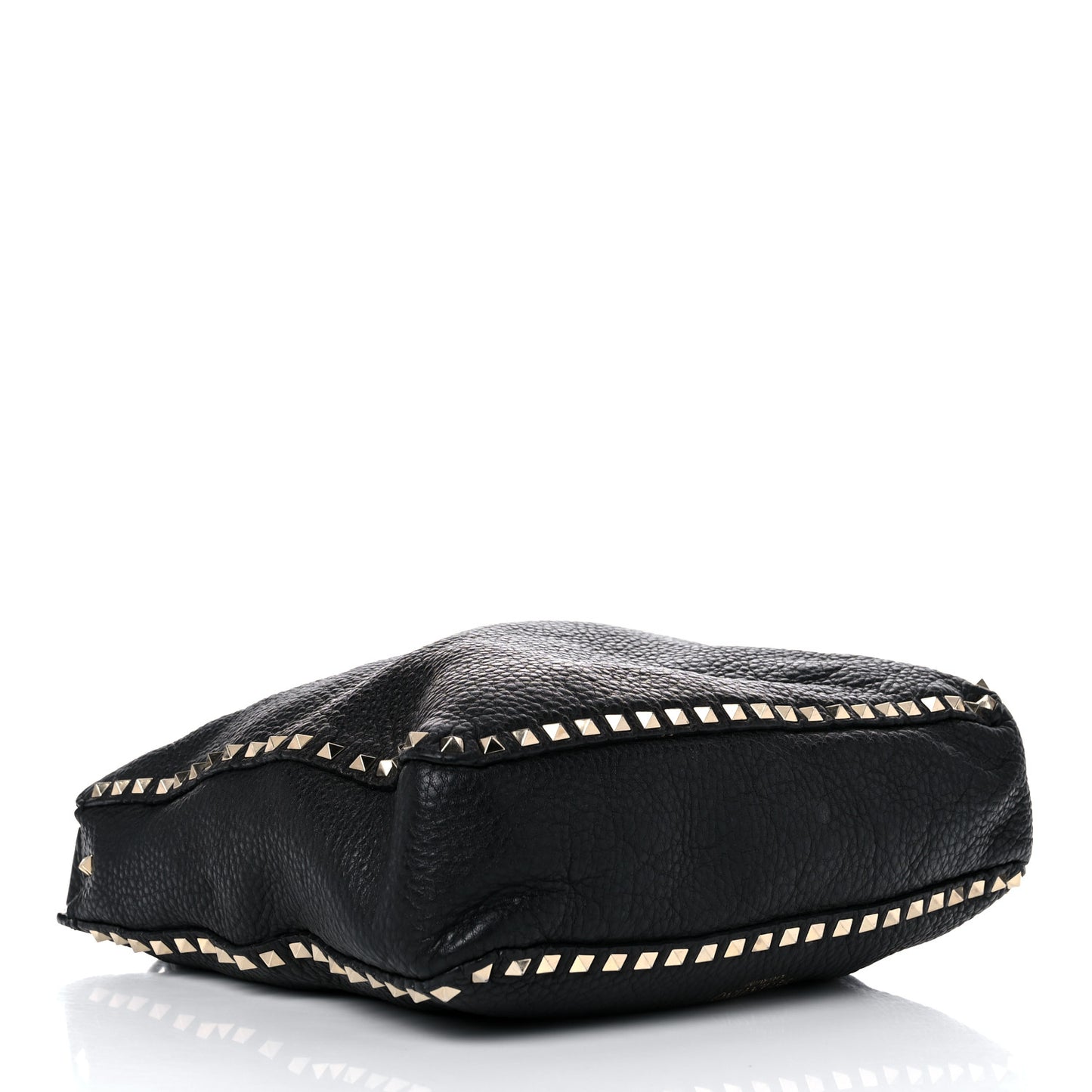 Pebbled Calfskin Large Rockstud Flip-Lock Messenger Bag Black