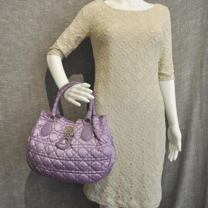 Christian Dior Satin Cannage Charming Tote Purple 2 of 8