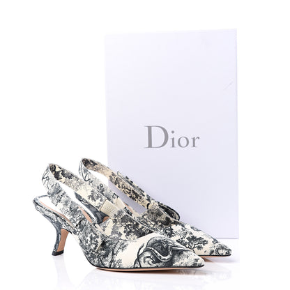 Christian Dior Toile De Jouy Sweet D Slingback Pumps 38 Off White 10 of 10