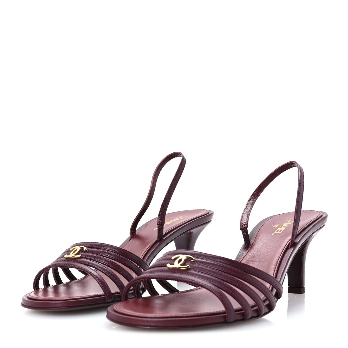 Goatskin CC Caged Sandals 39 Burgundy