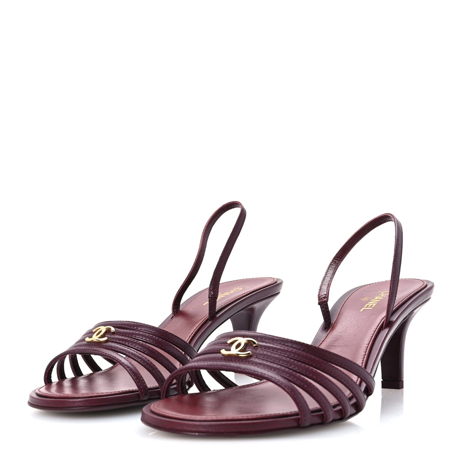 Chanel Goatskin CC Caged Sandals 39 Burgundy 4 of 9