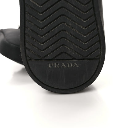Prada Re-Nylon Gabardine Metal Triangle Logo Wheel Pouch Pocket High Top Sneakers 37.5 Black 9 of 10