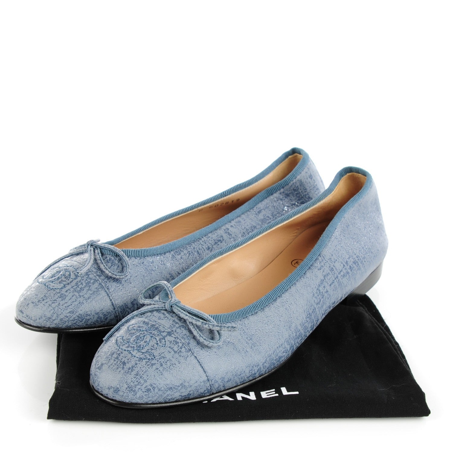 Chanel Iridescent Calfskin Cap Toe CC Ballerina Flats 36.5 Blue 8 of 8