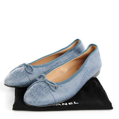 Chanel Iridescent Calfskin Cap Toe CC Ballerina Flats 36.5 Blue 8 of 8