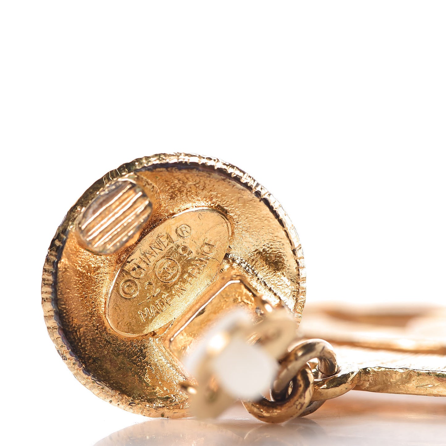 CC Large Drop Clip On Earrings Gold