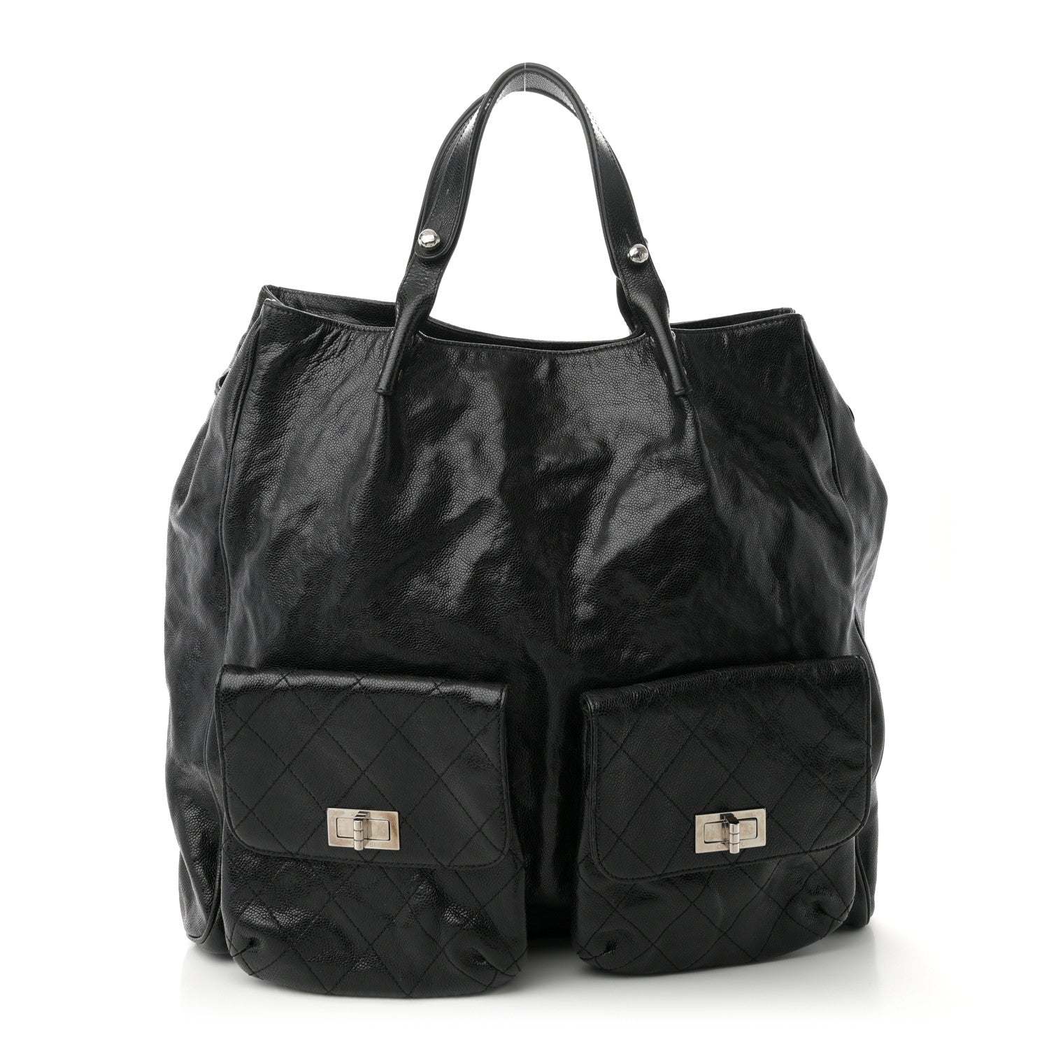 Chanel Glazed Caviar Large Pocket In The City Tote Black 1 of 11