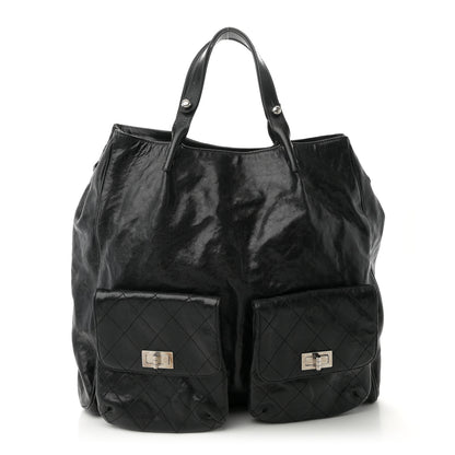 Chanel Glazed Caviar Large Pocket In The City Tote Black 1 of 11