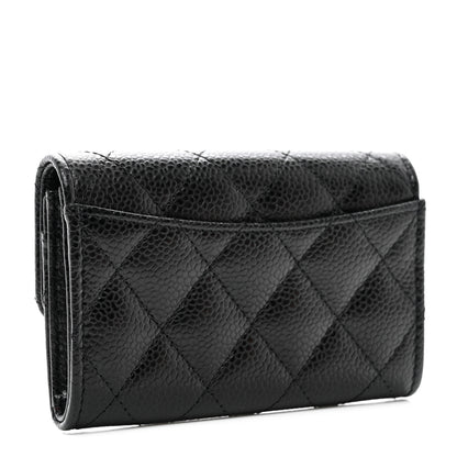 Chanel Caviar Quilted Flap Card Holder Wallet Black 3 of 9