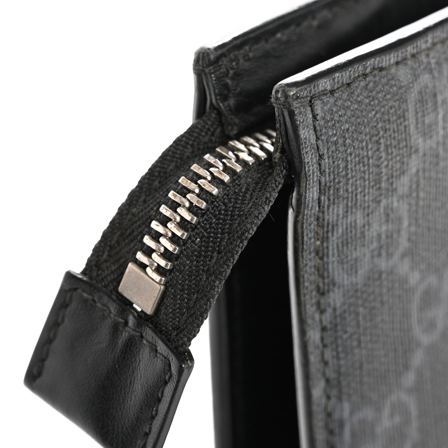 GG Supreme Monogram Selleria Calfskin Web New Web Cosmetic Case Black