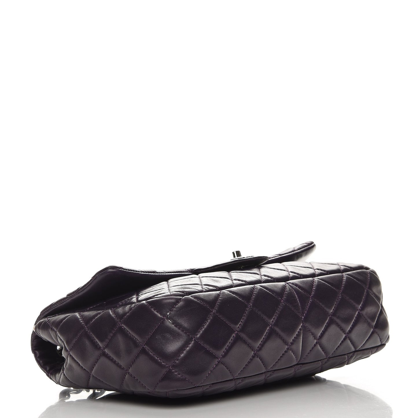 Lambskin Quilted Jumbo Single Flap Dark Purple