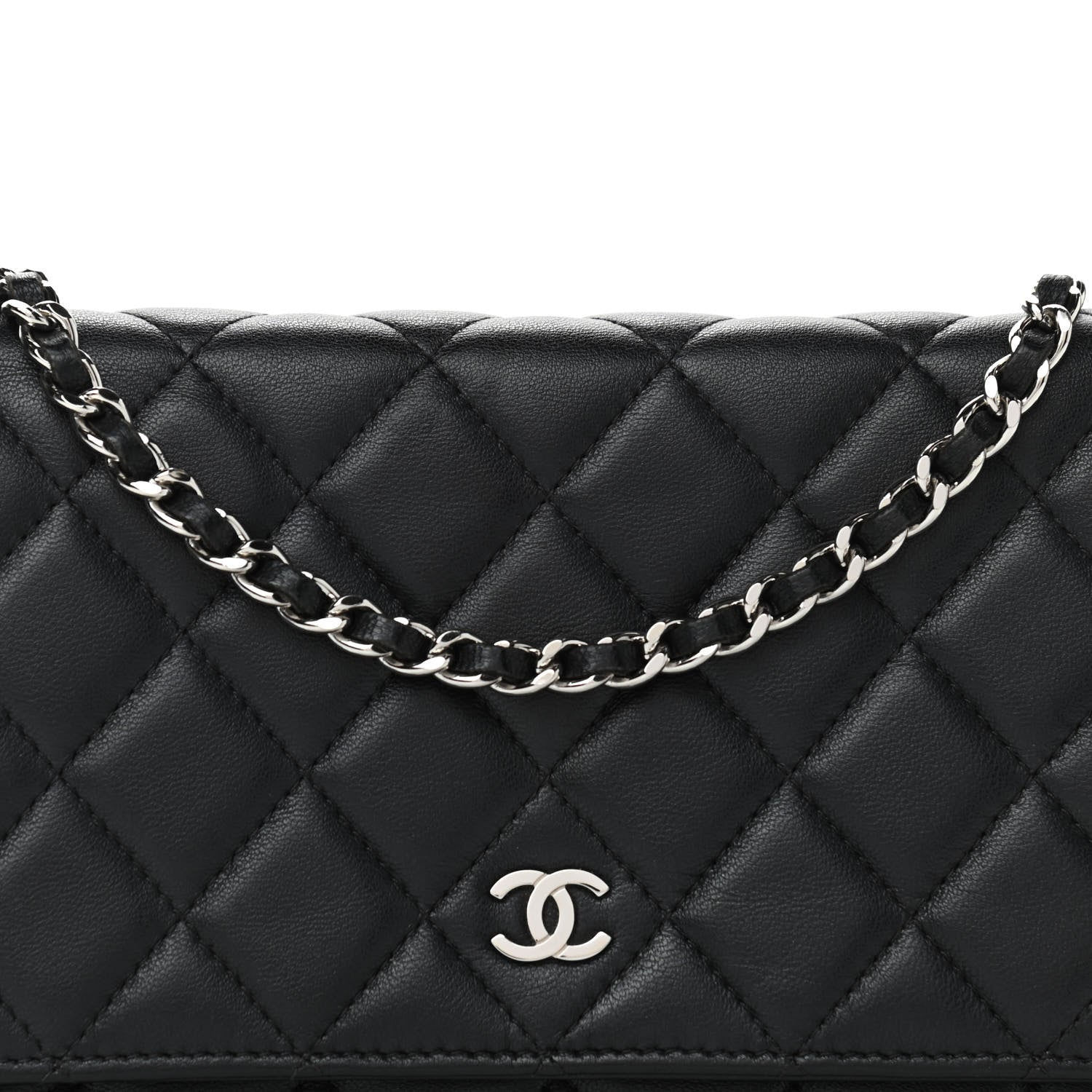 Chanel Lambskin Quilted Wallet On Chain WOC Black 7 of 9