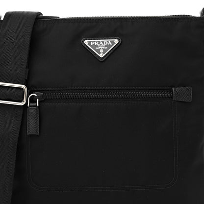 Prada Tessuto Nylon Saffiano Flat Messenger Bag Black 7 of 9