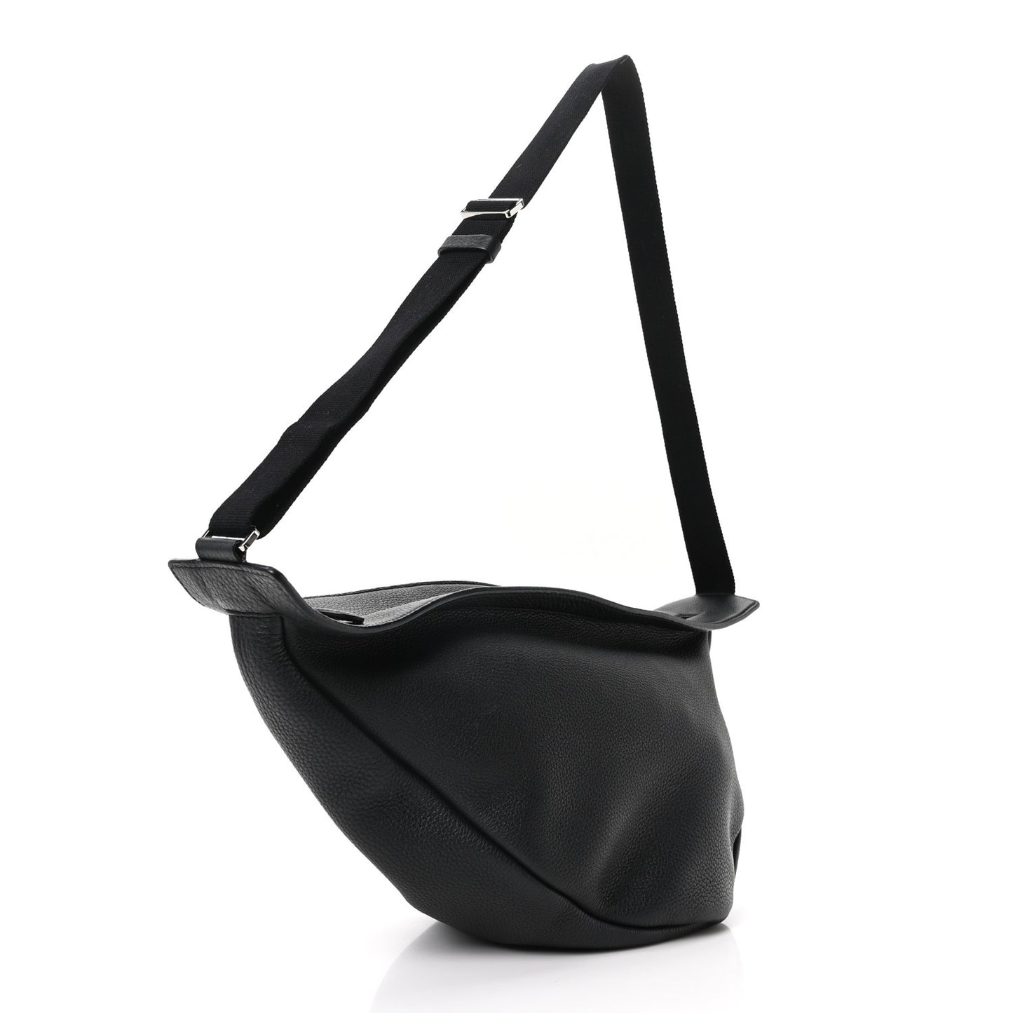 Grained Calfskin Large Slouchy Banana Bag Black
