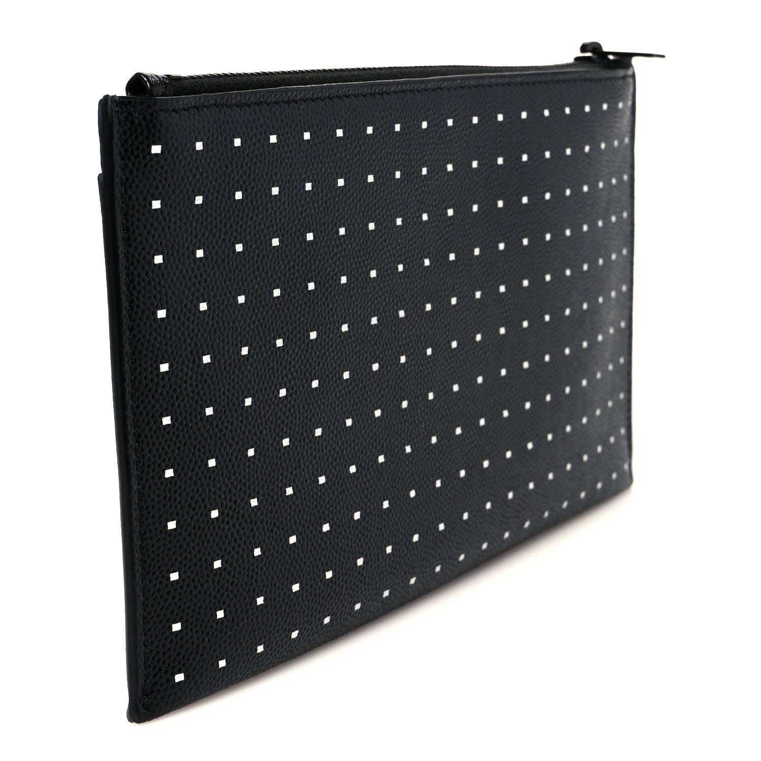 Saint Laurent Grain De Poudre Square Dot Zip Bill Pouch Black White 3 of 9
