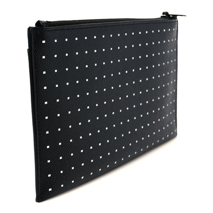 Saint Laurent Grain De Poudre Square Dot Zip Bill Pouch Black White 3 of 9