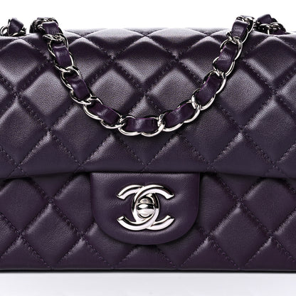 Chanel Lambskin Quilted Mini Rectangular Flap Dark Purple 9 of 13