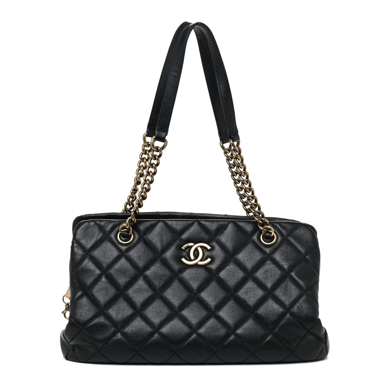 Chanel Calfskin Quilted Small CC Crown Tote Black 1 of 21