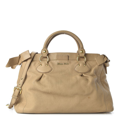 Miu Miu Vitello Large Bow Tote Beige 1 of 15