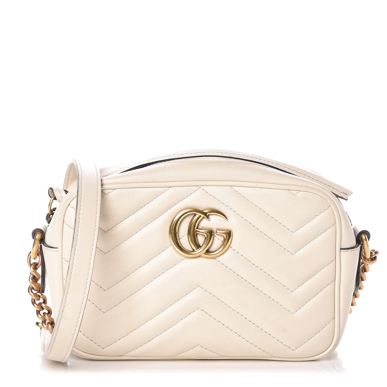 Gucci Calfskin Matelasse Mini GG Marmont Chain Shoulder Bag White 1 of 8