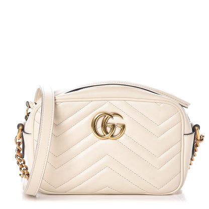 Gucci Calfskin Matelasse Mini GG Marmont Chain Shoulder Bag White 1 of 8