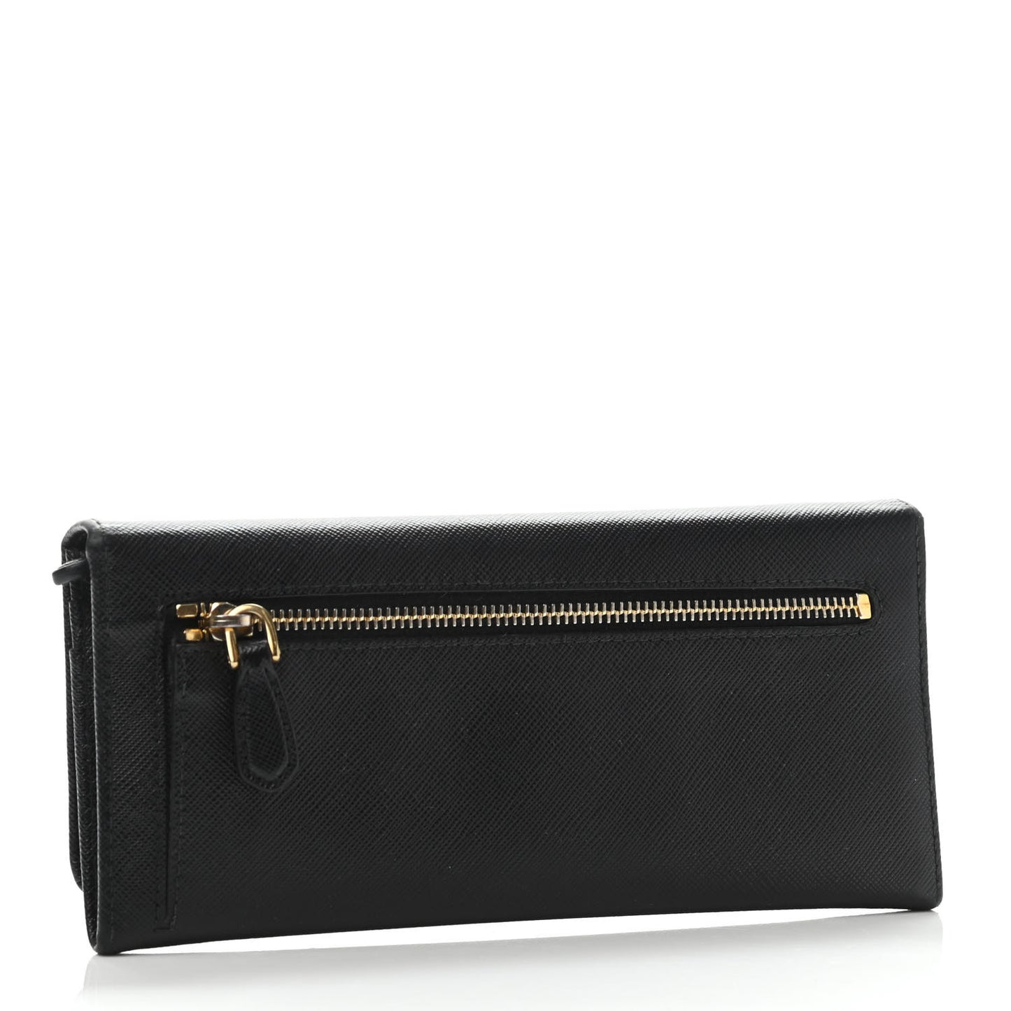 Saffiano Metal Continental Flap Wallet Black