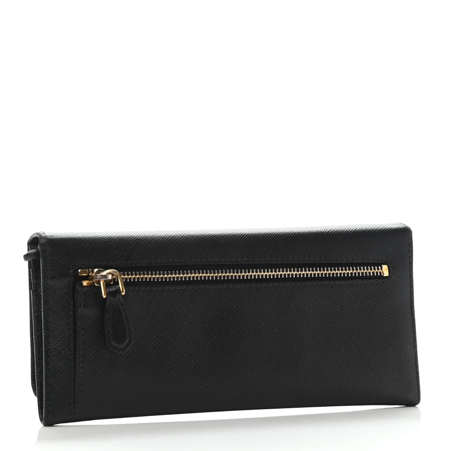 Prada Saffiano Metal Continental Flap Wallet Black 2 of 6